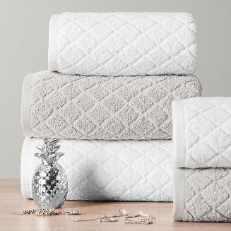 Ręcznik bawełniany OLIWIER 50x90 geometryczny wzór biały