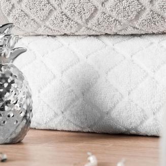 Ręcznik bawełniany OLIWIER 50x90 geometryczny wzór biały