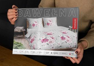Pościel bawełniana 160x200 Detexpol szara w różowe kwiaty
