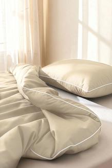 Pościel bambusowa 140x200 beżowa z białą bizą