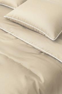 Pościel bambusowa 140x200 beżowa z białą bizą