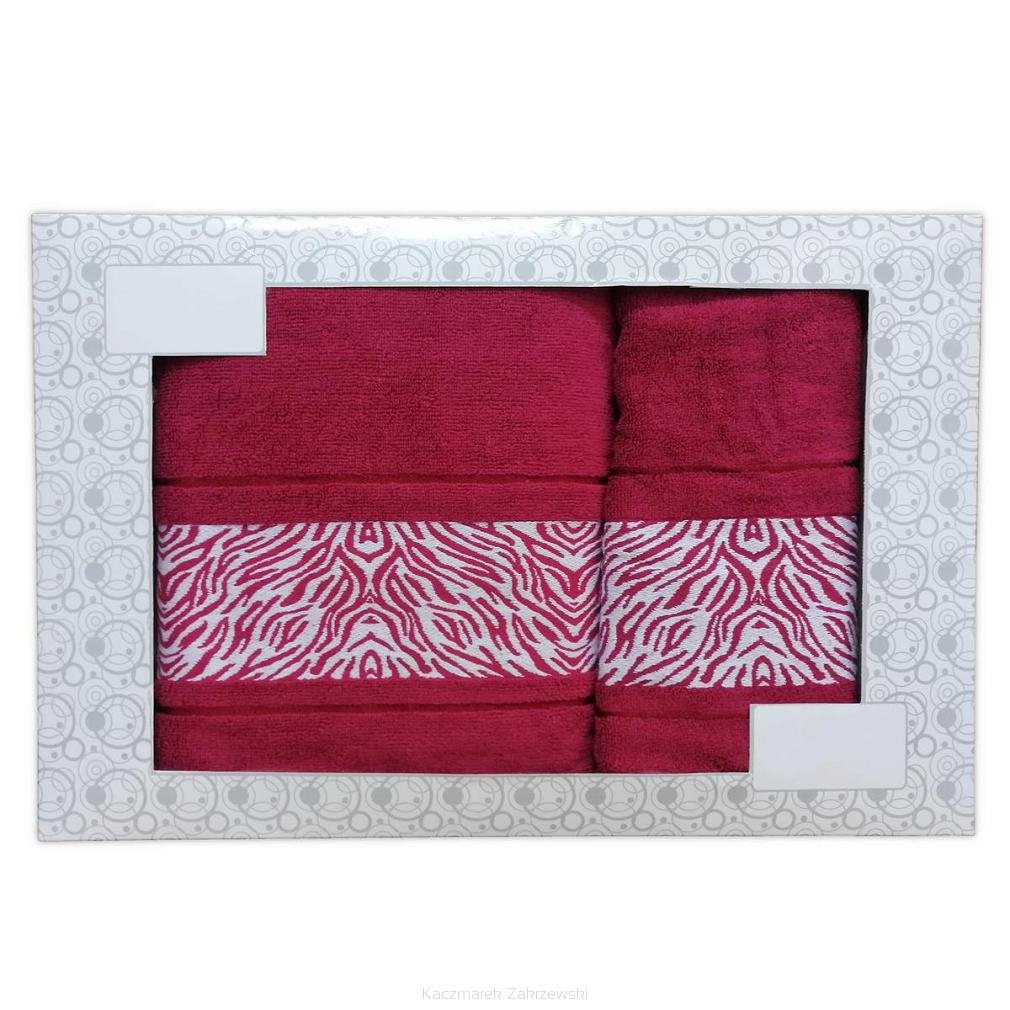 KOMPLET ręczników 2 szt. VILLA CLASSIC zebra bordowy