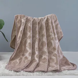 Koc akrylowy na fotel tłoczony VITO 80x160 geometryczny wzór taupe
