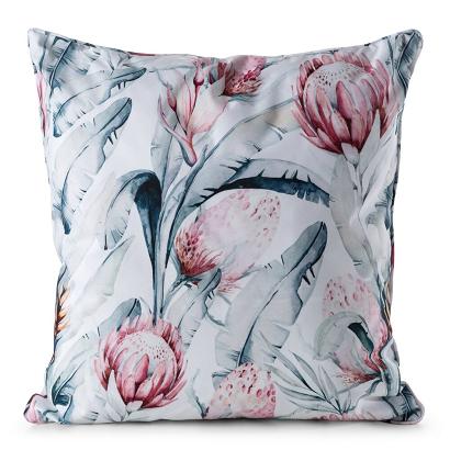 Poszewka dekoracyjna wodoodporna GARDEN 45x45 Eurofirany biała w subtelny nadruk kwiatów