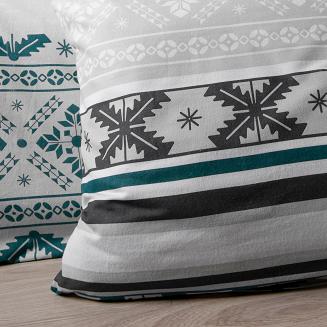 Pościel flanelowa 140x200 Darymex biała turkusowa w geometryczne śnieżynki