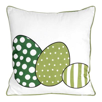 Poszewka dekoracyjna WIOSNA 45x45 Eurofirany biała zielona wielkanocne pisanki kratka