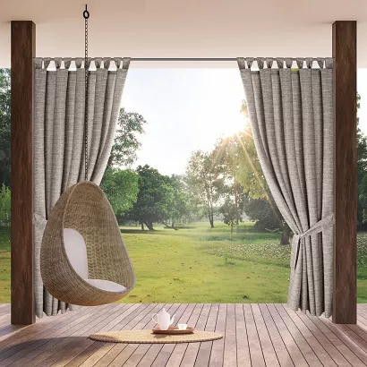 Zasłona gotowa na szelkach wodoodporna GARDEN 155x260 ogrodowa brązowa
