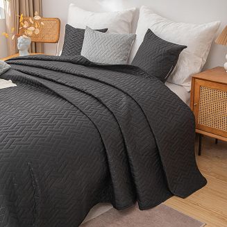 Narzuta dekoracyjna DASH 220x240 pikowana czarna