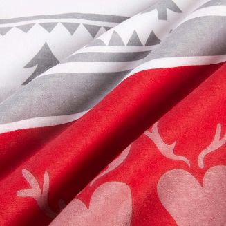 Pościel flanelowa FLANELOVE 160x200 szara w serca i choinki