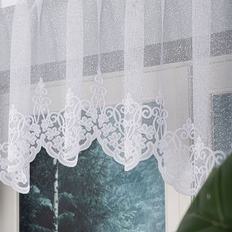Firanka żakardowa gotowa na żabki ŻANETA 320x80 biała