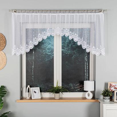 Firanka żakardowa gotowa na żabki ŻANETA 320x80 biała