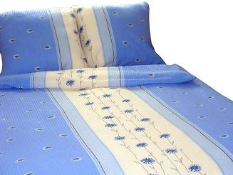 Pościel z kory 160x200 wzór niebieskie stokrotki k175