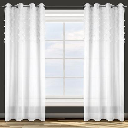 Zasłona gotowa na przelotkach STELLA 140x250 Design91 biała z pomponikami