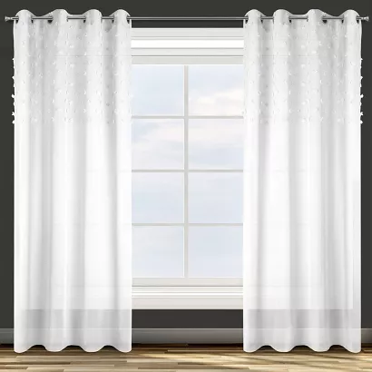 Zasłona gotowa na przelotkach STELLA 140x250 Design91 biała z pomponikami