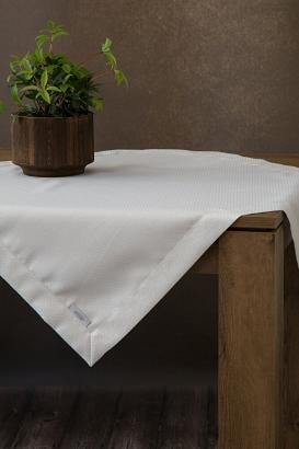 Obrus dekoracyjny serweta nakładka JOWITA 85x85 Eurofirany biały srebrny geometryczne wzorek + listw