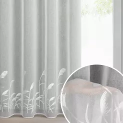Firana gotowa na przelotkach TASHA 140x250 Eurofirany biała z etaminy haft roślinny trawy