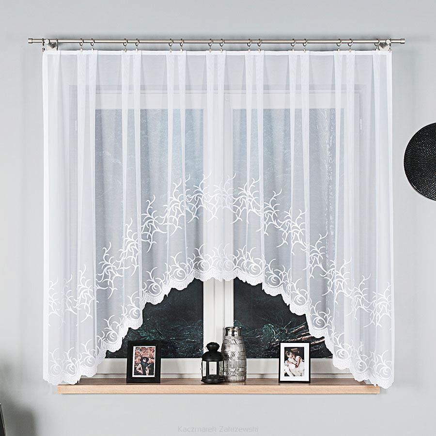 Firanka żakardowa gotowa na żabki BAKARO 320x160 biała
