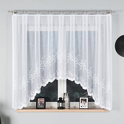 Firanka żakardowa gotowa na żabki BAKARO 320x160 biała