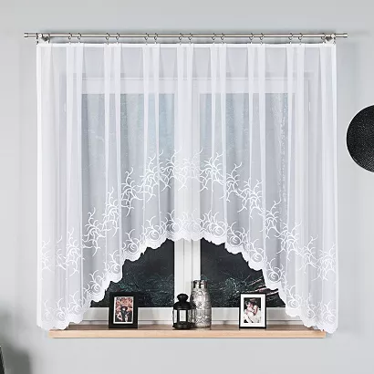 Firanka żakardowa gotowa na żabki BAKARO 320x160 biała