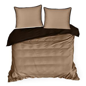 Pościel satynowa BR+JB 160x200 Eurofirany jasnobrązowy