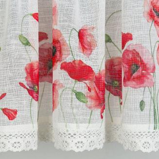 Firana gotowa na taśmie MARI 130x50 Eurofirany biały/czerwony