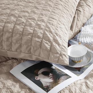 Pościel marszczona CREASY 220x200 jednobarwna beżowa