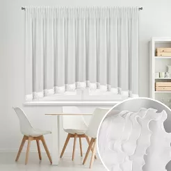 Firana gotowa na taśmie LUISA 400x160 Eurofirany biała łuk z falbanami na dole