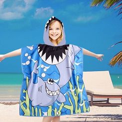 Poncho dziecięce plażowe 60x60 rekin