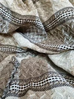 Komplet dekoracyjny narzuta 170x205 + 2x 60x170 beżowa krata