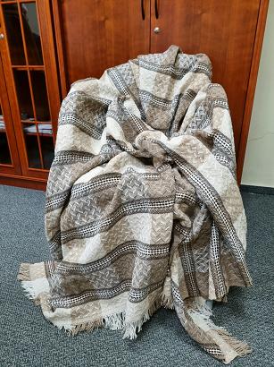 Komplet dekoracyjny narzuta 170x205 + 2x 60x170 beżowa krata