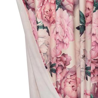 Zasłona gotowa na przelotkach Peony Light 140x250 welurowa kwiaty peonie