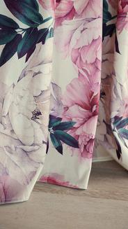 Zasłona gotowa na przelotkach Peony Light 140x250 welurowa kwiaty peonie