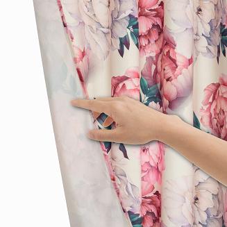 Zasłona gotowa na przelotkach Peony Light 140x250 welurowa kwiaty peonie