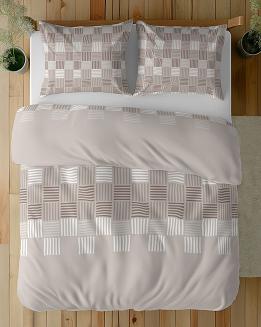 Pościel bawełniana 220x200 Detexpol beżowa szachownica