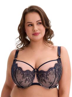 Biustonosz z koronką GAIA Semi-Soft Aina MAXI 1273 półusztywniany granatowy różowy