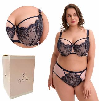 Biustonosz z koronką GAIA Semi-Soft Aina MAXI 1273 półusztywniany granatowy różowy