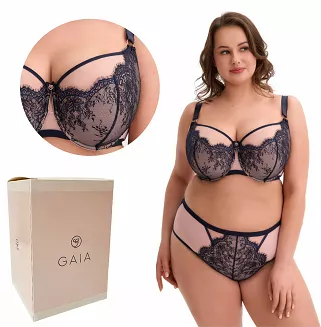 Biustonosz z koronką GAIA Semi-Soft Aina MAXI 1273 półusztywniany granatowy różowy