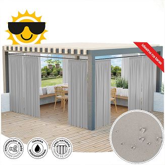 Zasłona gotowa na taśmie GARDENIA 140x250 wodoodporna ogrodowa szarobeżowa