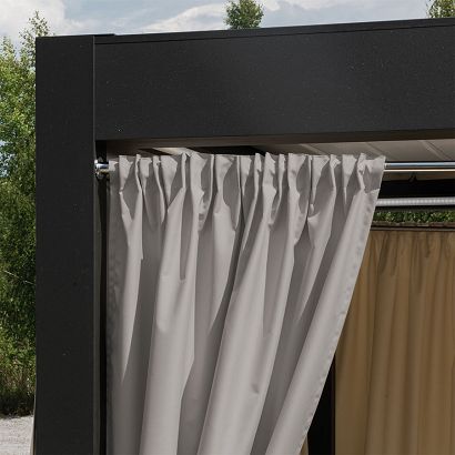 Zasłona gotowa na taśmie GARDENIA 140x250 wodoodporna ogrodowa szarobeżowa
