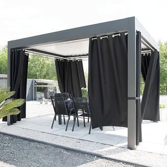 Zasłona gotowa na przelotkach GARDENIA 140x220 wodoodporna ogrodowa czarna