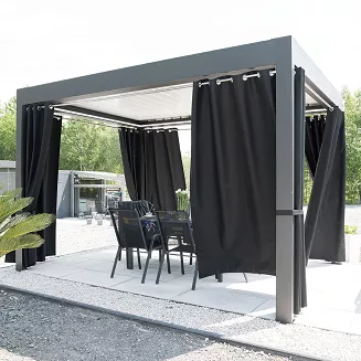 Zasłona gotowa na przelotkach GARDENIA 140x220 wodoodporna ogrodowa czarna