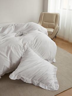 Pościel satyna bawełniana 140x200 Ruffy Premium biała z falbanką