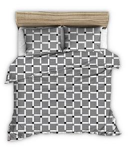 Pościel z kory 180x200 szara w asymetryczną kratkę