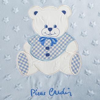 Koc Pierre Cardin BABY4 110x140 Pierre Cardin Eurofirany niebieski biały gwiazdki miś