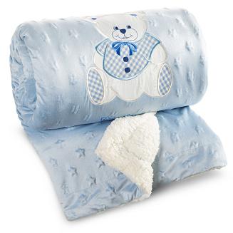 Koc Pierre Cardin BABY4 110x140 Pierre Cardin Eurofirany niebieski biały gwiazdki miś