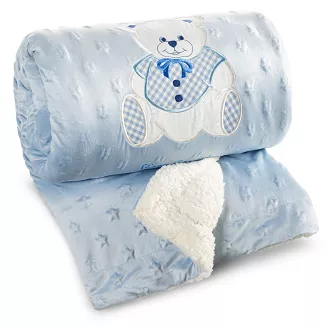 Koc Pierre Cardin BABY4 110x140 Pierre Cardin Eurofirany niebieski biały gwiazdki miś