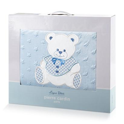 Koc Pierre Cardin BABY4 110x140 Pierre Cardin Eurofirany niebieski biały gwiazdki miś