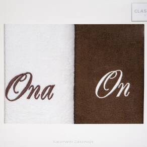 Komplet ręczników On-Ona 2 szt. 50x90 Eurofirany kremowy / brązowy