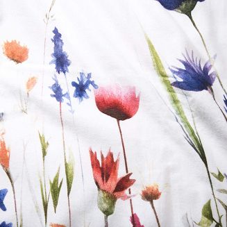 Pościel flanelowa FLANELOVE 140x200 kolorowa łąka kwiatów na białym tle