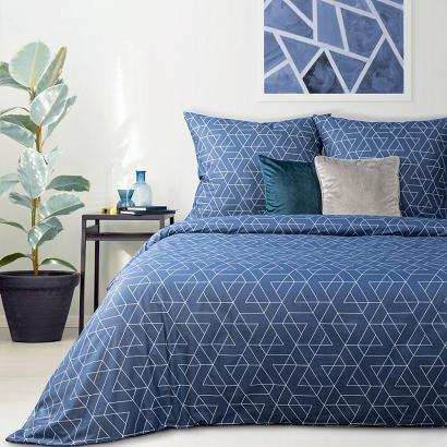 Pościel bawełniana ADA 220x200 Eurofirany ciemnoniebieska geometria